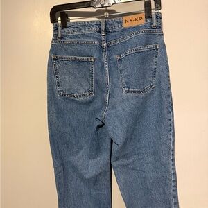 NA-KD High-Rise Blue Mom Jeans